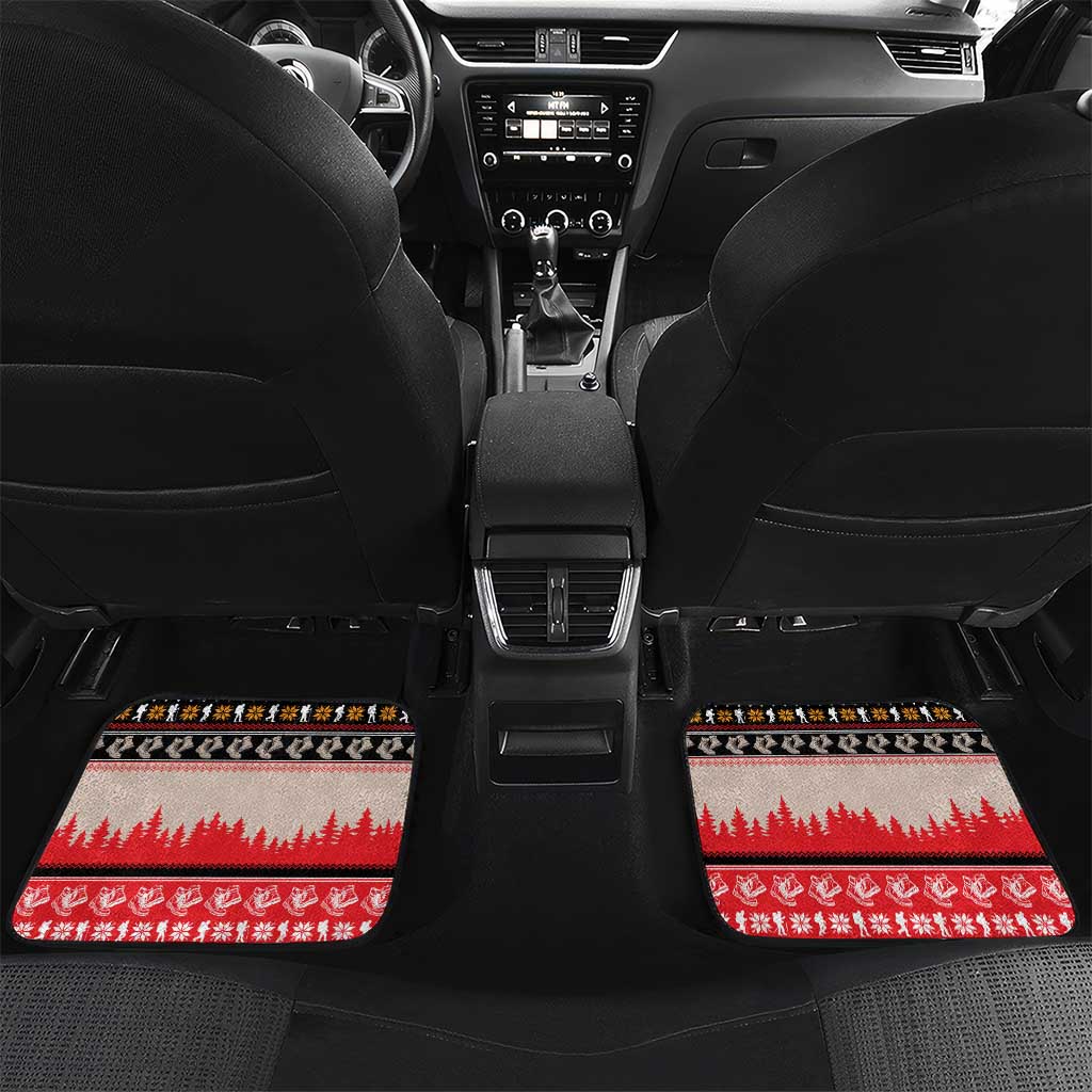 Hiking Christmas Car Mats with Mountains Trees and Winter Holiday Pattern - Wonder Print Shop