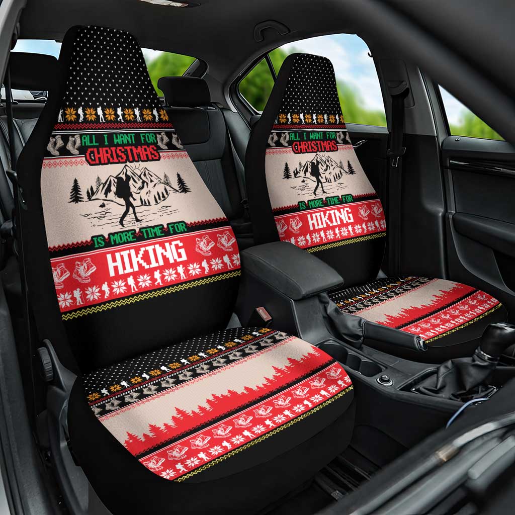 Hiking Christmas Car Seat Cover with Mountains Trees and Winter Holiday Pattern - Wonder Print Shop