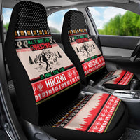 Hiking Christmas Car Seat Cover with Mountains Trees and Winter Holiday Pattern - Wonder Print Shop