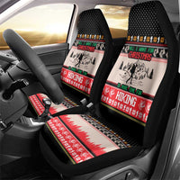 Hiking Christmas Car Seat Cover with Mountains Trees and Winter Holiday Pattern - Wonder Print Shop