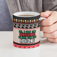 Hiking Christmas Ceramic Mug with Mountains Trees and Winter Holiday Pattern - Wonder Print Shop