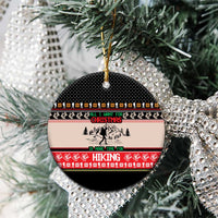 Hiking Christmas Ceramic Ornament with Mountains Trees and Winter Holiday Pattern - Wonder Print Shop