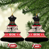 Hiking Christmas Ceramic Ornament with Mountains Trees and Winter Holiday Pattern - Wonder Print Shop