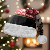Hiking Christmas Santa Hat with Mountains Trees and Winter Holiday Pattern - Wonder Print Shop