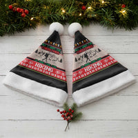 Hiking Christmas Santa Hat with Mountains Trees and Winter Holiday Pattern - Wonder Print Shop