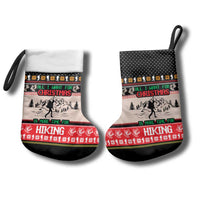 Hiking Christmas Stocking with Mountains Trees and Winter Holiday Pattern - Wonder Print Shop