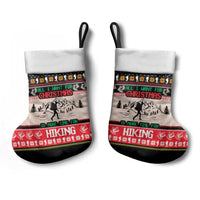 Hiking Christmas Stocking with Mountains Trees and Winter Holiday Pattern - Wonder Print Shop