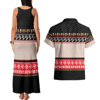 Hiking Christmas Couples Matching Tank Maxi Dress and Hawaiian Shirt with Mountains Trees and Winter Holiday Pattern - Wonder Print Shop