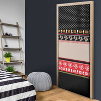 Hiking Christmas Door Cover with Mountains Trees and Winter Holiday Pattern - Wonder Print Shop