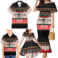 Hiking Christmas Family Matching Mermaid Dress and Hawaiian Shirt with Mountains Trees and Winter Holiday Pattern - Wonder Print Shop