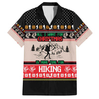 Hiking Christmas Family Matching Off The Shoulder Long Sleeve Dress and Hawaiian Shirt with Mountains Trees and Winter Holiday Pattern - Wonder Print Shop