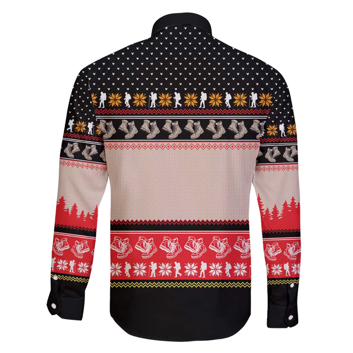 Hiking Christmas Family Matching Off The Shoulder Long Sleeve Dress and Hawaiian Shirt with Mountains Trees and Winter Holiday Pattern - Wonder Print Shop