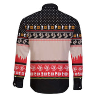 Hiking Christmas Family Matching Off The Shoulder Long Sleeve Dress and Hawaiian Shirt with Mountains Trees and Winter Holiday Pattern - Wonder Print Shop