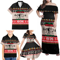 Hiking Christmas Family Matching Off Shoulder Maxi Dress and Hawaiian Shirt with Mountains Trees and Winter Holiday Pattern - Wonder Print Shop