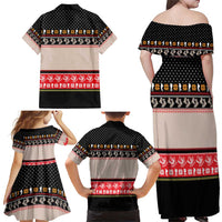 Hiking Christmas Family Matching Off Shoulder Maxi Dress and Hawaiian Shirt with Mountains Trees and Winter Holiday Pattern - Wonder Print Shop