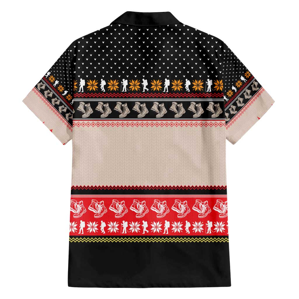 Hiking Christmas Family Matching Off Shoulder Maxi Dress and Hawaiian Shirt with Mountains Trees and Winter Holiday Pattern - Wonder Print Shop