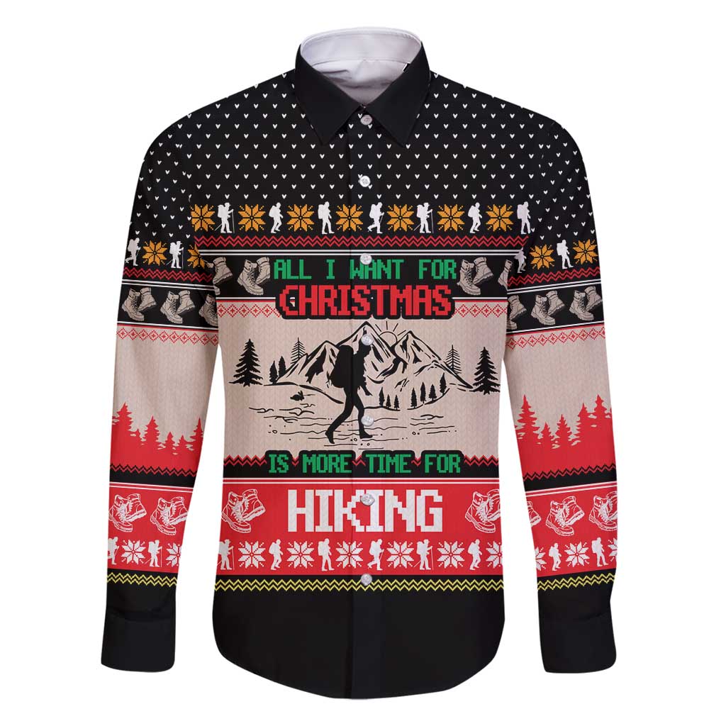 Hiking Christmas Family Matching Off Shoulder Maxi Dress and Hawaiian Shirt with Mountains Trees and Winter Holiday Pattern - Wonder Print Shop