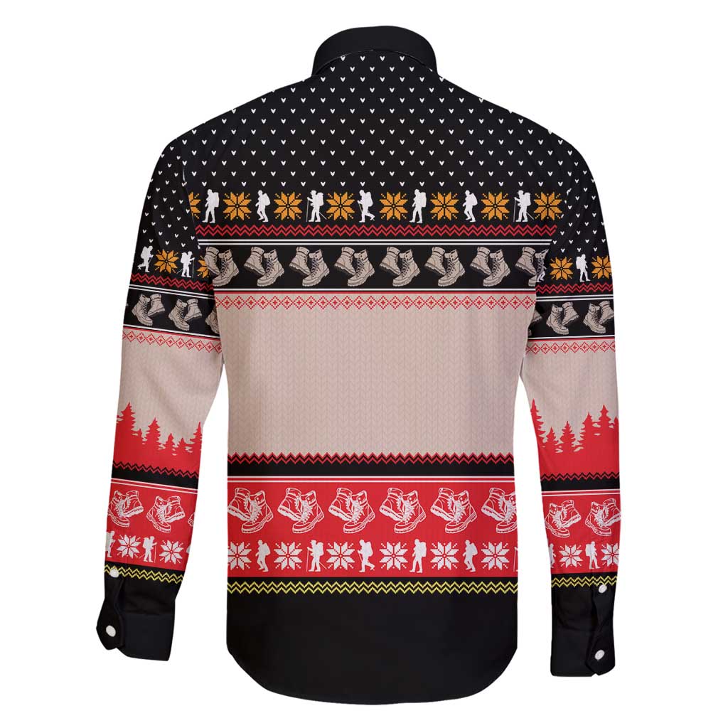 Hiking Christmas Family Matching Off Shoulder Maxi Dress and Hawaiian Shirt with Mountains Trees and Winter Holiday Pattern - Wonder Print Shop