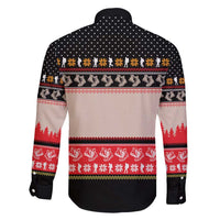 Hiking Christmas Family Matching Off Shoulder Maxi Dress and Hawaiian Shirt with Mountains Trees and Winter Holiday Pattern - Wonder Print Shop