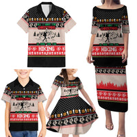 Hiking Christmas Family Matching Puletasi and Hawaiian Shirt with Mountains Trees and Winter Holiday Pattern - Wonder Print Shop