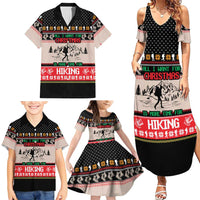 Hiking Christmas Family Matching Summer Maxi Dress and Hawaiian Shirt with Mountains Trees and Winter Holiday Pattern - Wonder Print Shop