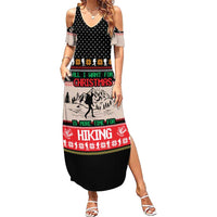 Hiking Christmas Family Matching Summer Maxi Dress and Hawaiian Shirt with Mountains Trees and Winter Holiday Pattern - Wonder Print Shop