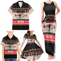 Hiking Christmas Family Matching Tank Maxi Dress and Hawaiian Shirt with Mountains Trees and Winter Holiday Pattern - Wonder Print Shop