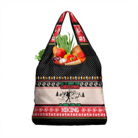 Hiking Christmas Grocery Bag with Mountains Trees and Winter Holiday Pattern - Wonder Print Shop