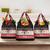 Hiking Christmas Grocery Bag with Mountains Trees and Winter Holiday Pattern - Wonder Print Shop