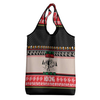 Hiking Christmas Grocery Bag with Mountains Trees and Winter Holiday Pattern - Wonder Print Shop