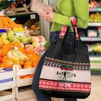 Hiking Christmas Grocery Bag with Mountains Trees and Winter Holiday Pattern - Wonder Print Shop