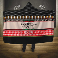 Hiking Christmas Hooded Blanket with Mountains Trees and Winter Holiday Pattern - Wonder Print Shop