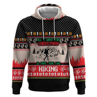 Hiking Christmas Hoodie with Mountains Trees and Winter Holiday Pattern - Wonder Print Shop