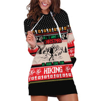 Hiking Christmas Hoodie Dress with Mountains Trees and Winter Holiday Pattern - Wonder Print Shop
