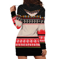 Hiking Christmas Hoodie Dress with Mountains Trees and Winter Holiday Pattern - Wonder Print Shop