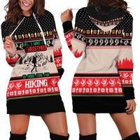 Hiking Christmas Hoodie Dress with Mountains Trees and Winter Holiday Pattern - Wonder Print Shop