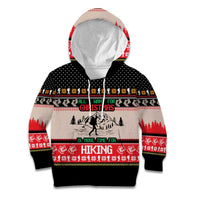 Hiking Christmas Kid Hoodie with Mountains Trees and Winter Holiday Pattern - Wonder Print Shop