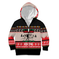 Hiking Christmas Kid Hoodie with Mountains Trees and Winter Holiday Pattern - Wonder Print Shop