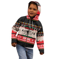 Hiking Christmas Kid Hoodie with Mountains Trees and Winter Holiday Pattern - Wonder Print Shop