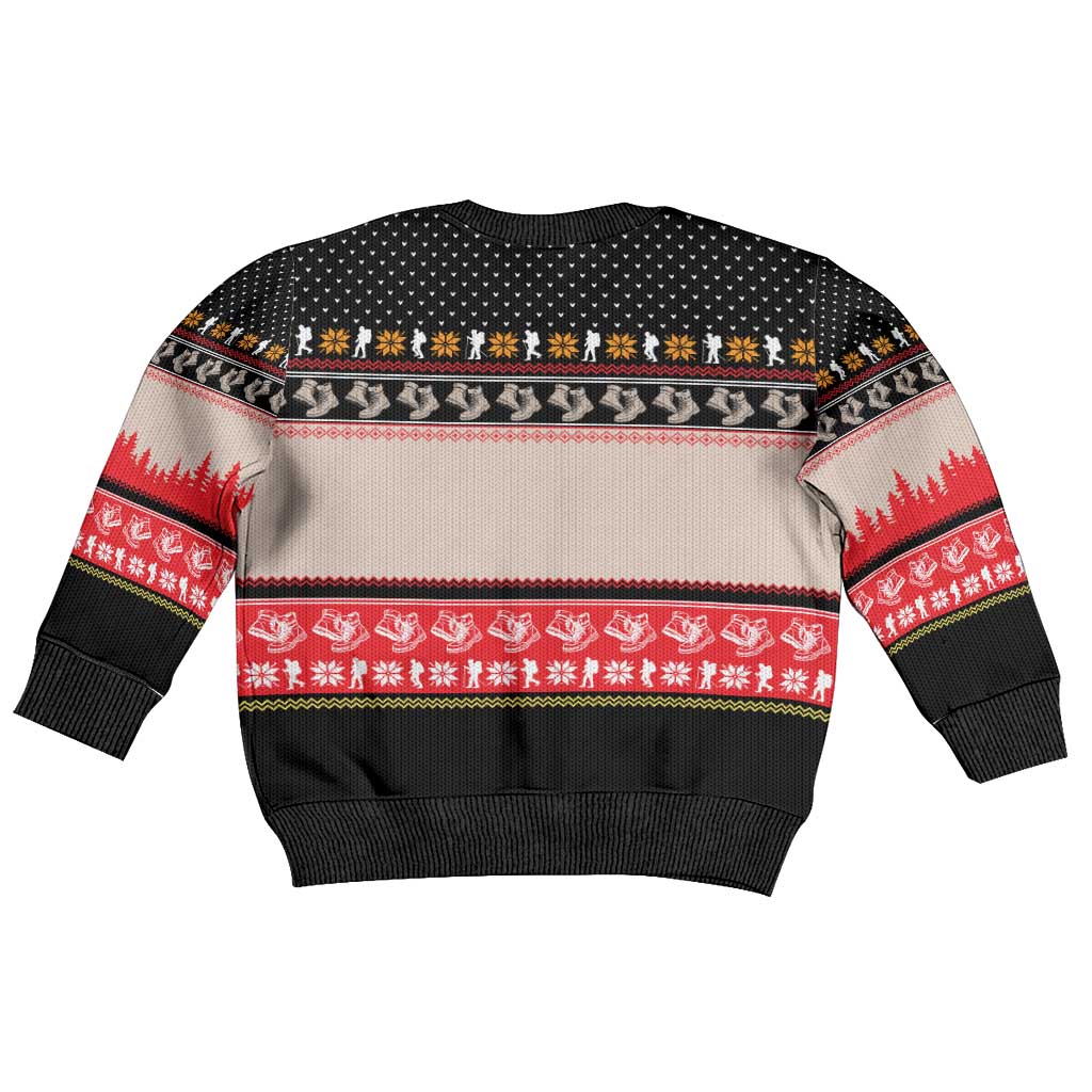 Hiking Christmas Kid Ugly Christmas Sweater with Mountains Trees and Winter Holiday Pattern - Wonder Print Shop