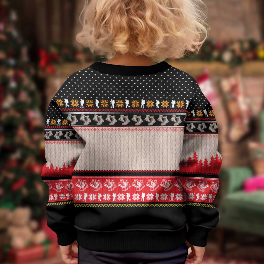 Hiking Christmas Kid Ugly Christmas Sweater with Mountains Trees and Winter Holiday Pattern - Wonder Print Shop