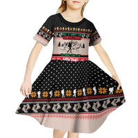 Hiking Christmas Kid Short Sleeve Dress with Mountains Trees and Winter Holiday Pattern - Wonder Print Shop