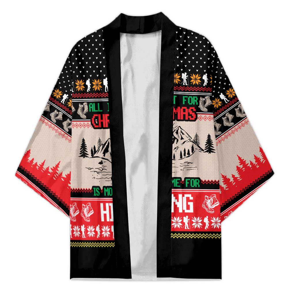 Hiking Christmas Kimono with Mountains Trees and Winter Holiday Pattern - Wonder Print Shop