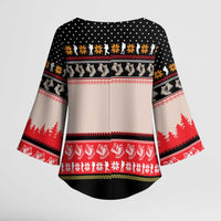 Hiking Christmas Kimono Sleeve Blouse with Mountains Trees and Winter Holiday Pattern - Wonder Print Shop