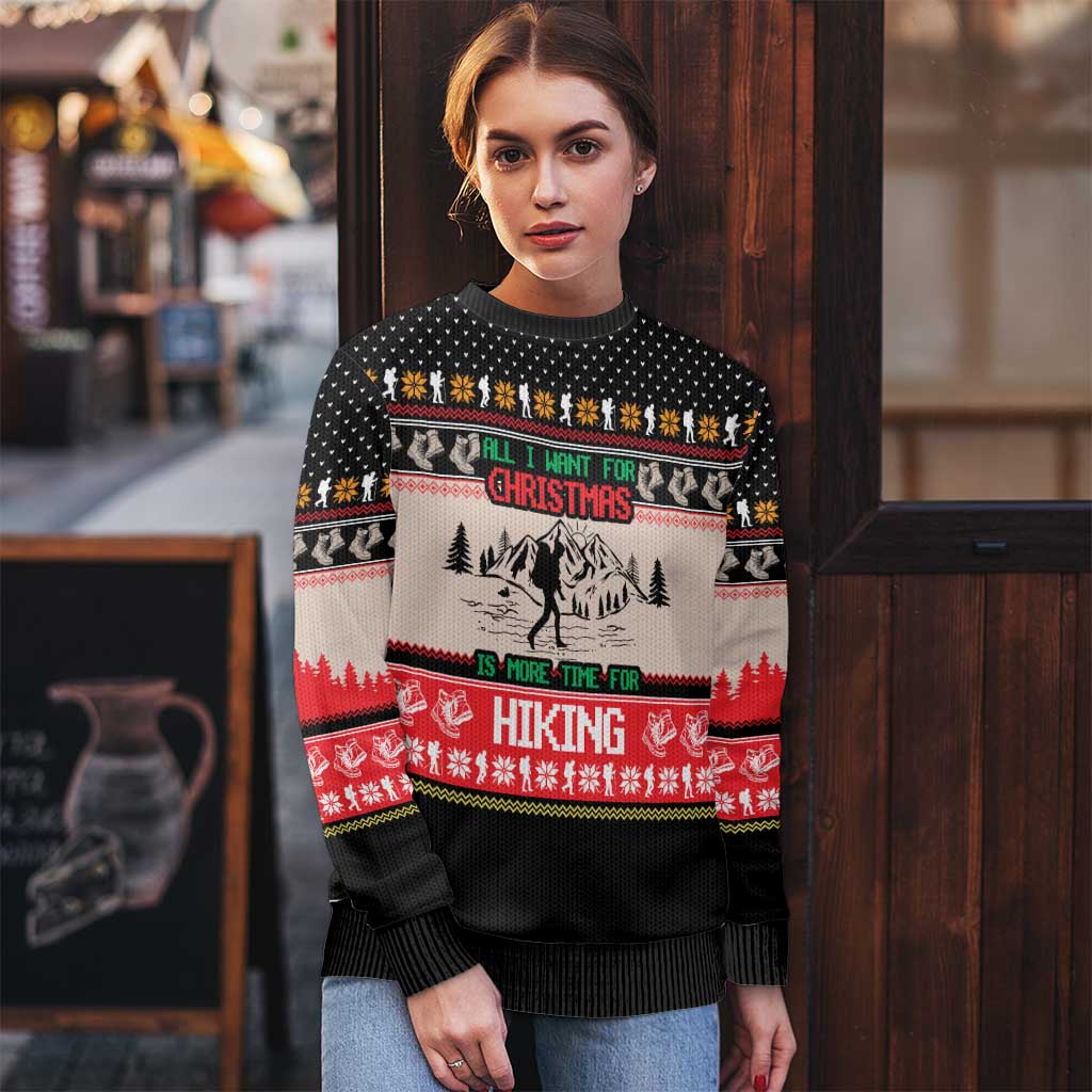 Hiking Christmas Ugly Christmas Sweater with Mountains Trees and Winter Holiday Pattern - Wonder Print Shop