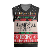 Hiking Christmas Knitted V-Neck Vest with Mountains Trees and Winter Holiday Pattern - Wonder Print Shop