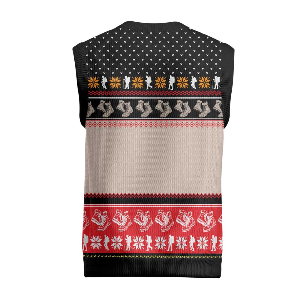 Hiking Christmas Knitted V-Neck Vest with Mountains Trees and Winter Holiday Pattern - Wonder Print Shop