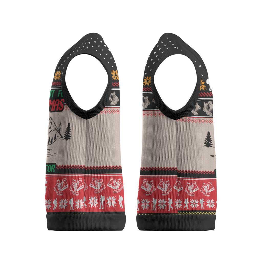 Hiking Christmas Knitted V-Neck Vest with Mountains Trees and Winter Holiday Pattern - Wonder Print Shop