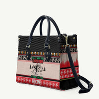 Hiking Christmas Leather Bag with Mountains Trees and Winter Holiday Pattern - Wonder Print Shop