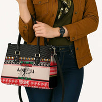 Hiking Christmas Leather Bag with Mountains Trees and Winter Holiday Pattern - Wonder Print Shop